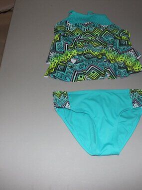 Blue & Green 2 Pcs Justice Tankini Swimsuit Size 10